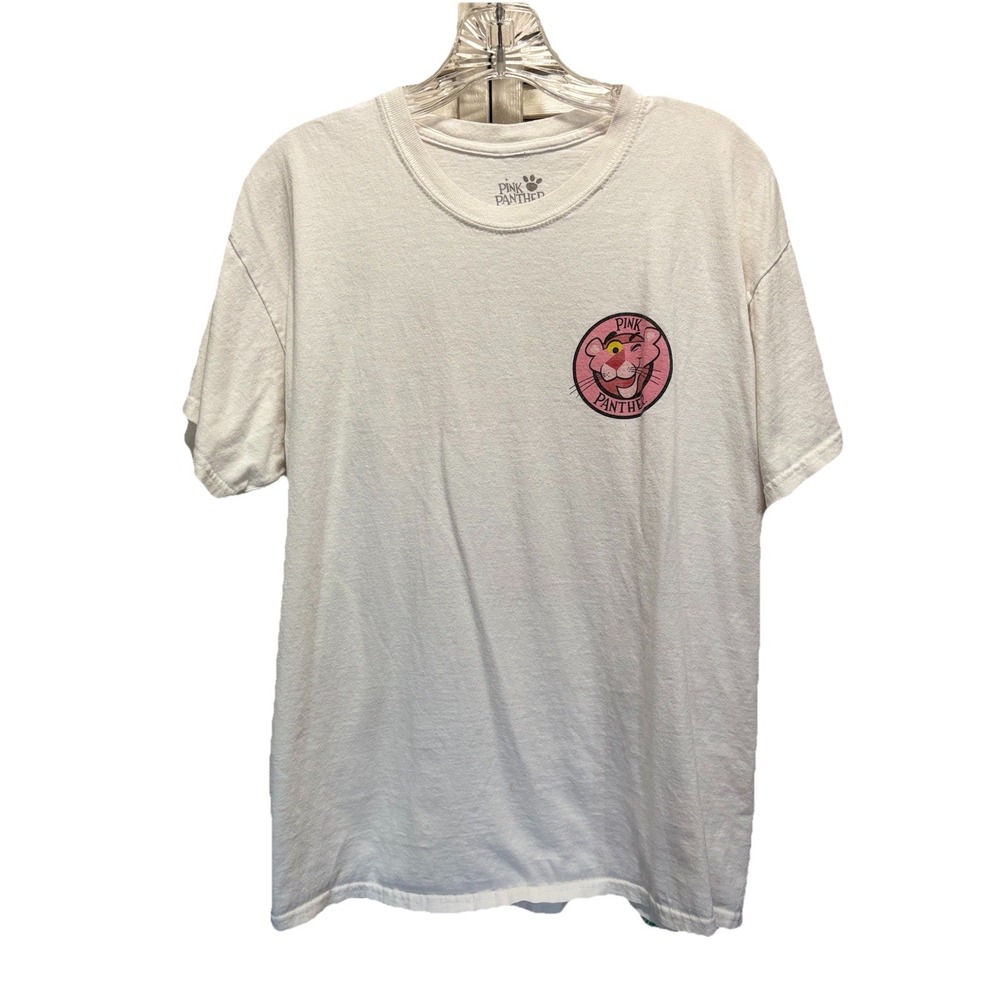 Pink Panther Graphic T-shirt Size Large Pink/White Short Sleeve Crew‎ Cartoon
